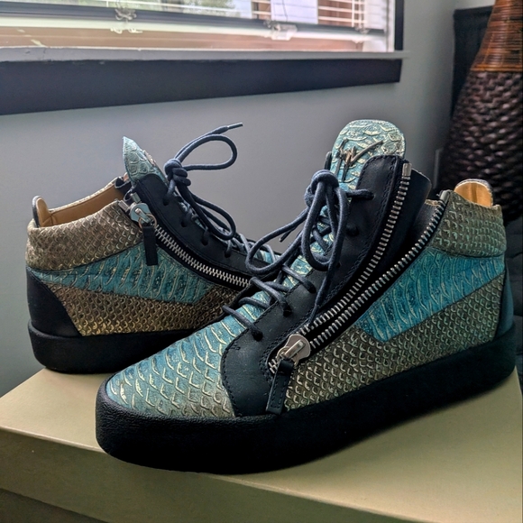 Giuseppe Men's Blue-Teal-Silver High-top Sneakers In PRESTINE CONDITION! - Picture 10 of 14